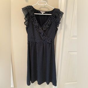 ALFRED SUNG Navy Polka Dot Dress